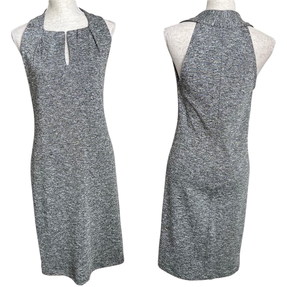 MSSP Lucette Gray Sheath Dress Sleeveless Midi Career Grey Marled Small